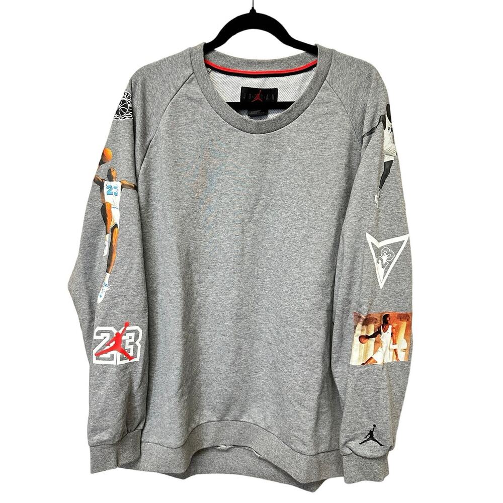 Air Jordan Crewneck Sweatshirt Sleeve Print Solid Gray Men's XXL AO0430-091